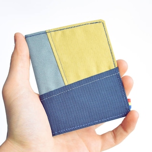 Cartera azul oscuro, verde oliva y gris. Cartera vegana. Cartera plegable para hombre. Cartera minimalista reciclada.