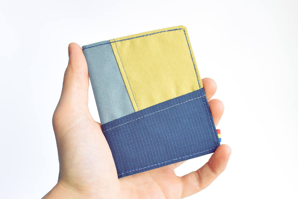 Upcycled Minimalist Bifold Wallet: Dark Blue, Olive & Grey Vegan Wallet ...