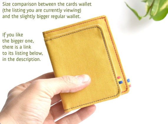 Cards Wallet in Gold Yellow Cordura. Minimalist bifold. Small Vegan Wallet.