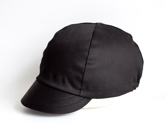 All Black Cycling Cap, Cycling hat, Handmade cap, Fixed gear cap, Mens hat, Bike cap, Cotton cap