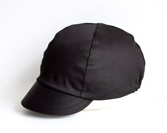 All Black Cycling Cap: Handmade Cotton Bike Hat