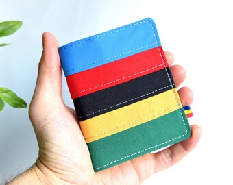 UCI colors vegan wallet for women and men, sporting the colors of the World Champion in cycling