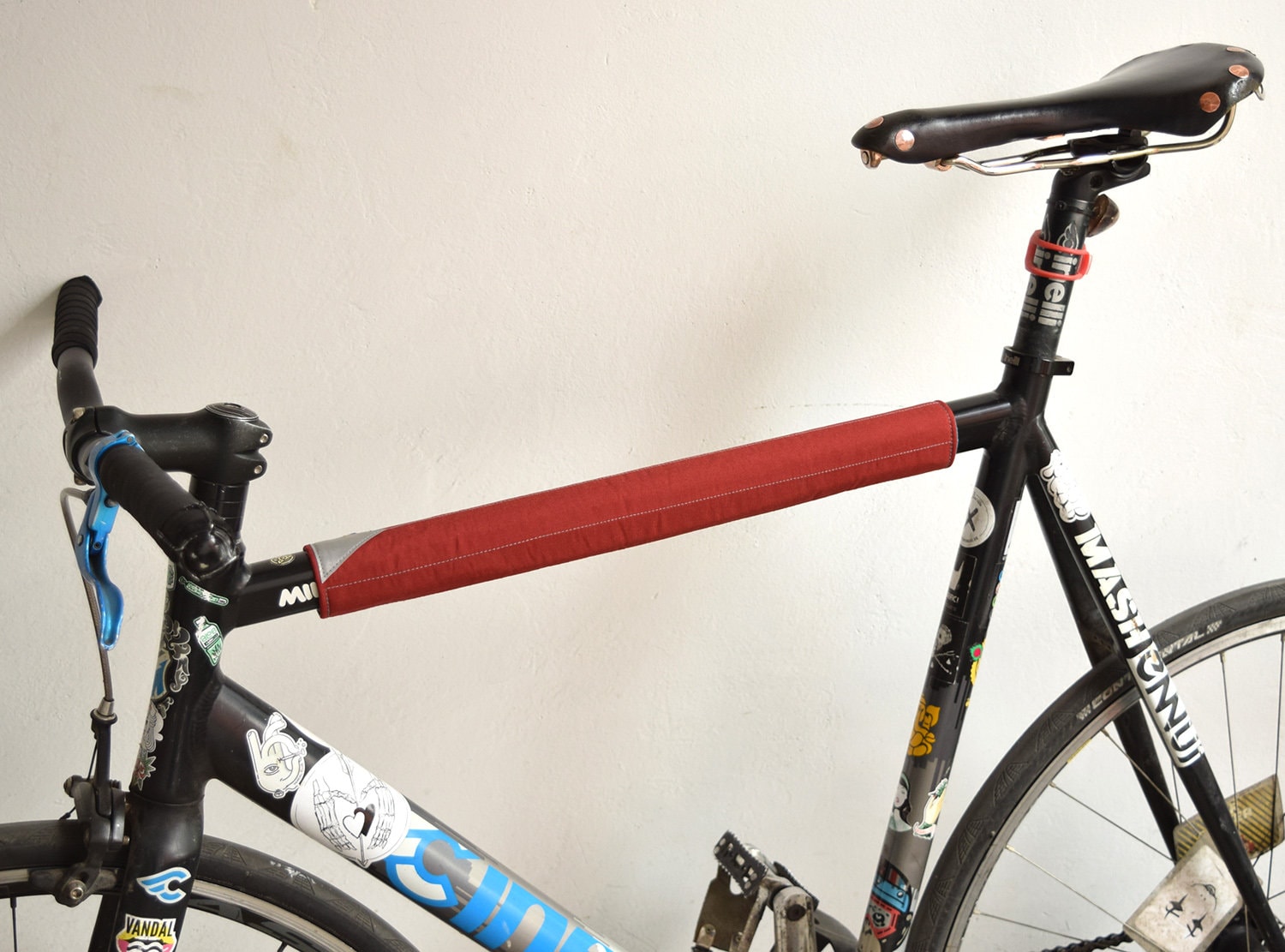 Dark Red Bicycle Frame Pad. Top Tube Padding. Bike Top Tube Etsy