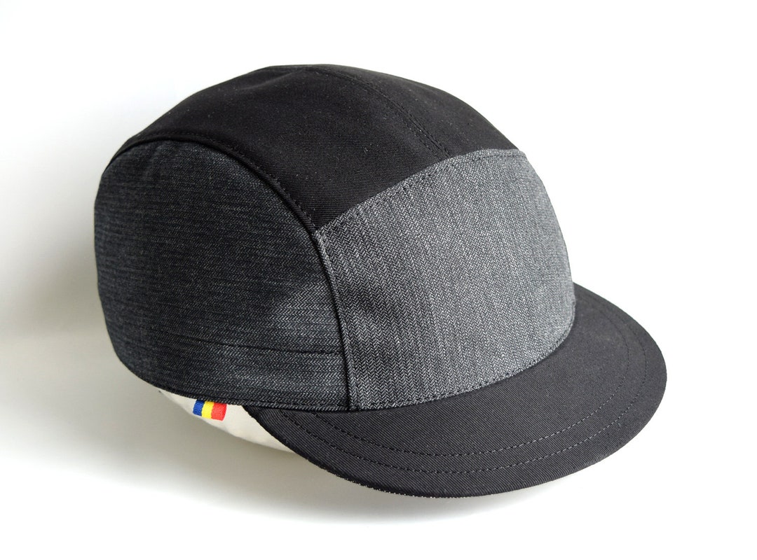 Grey and Black Snapback Hat, Cotton 5 Panel Hat, Medium Brim Baseball ...