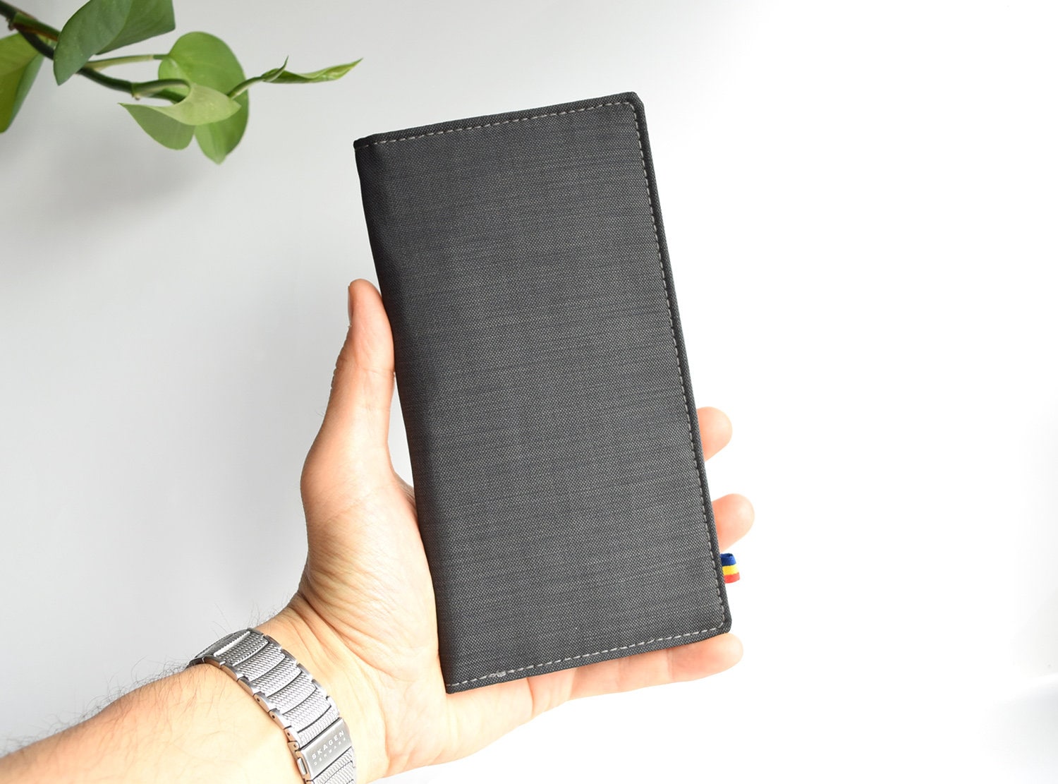 Dark Gray Vegan Wallet Tall Womens Wallet Minimalist Bifold Etsy