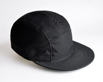 Black snapback hat, 5 Panel Hat, All Black Baseball Cap, Snap back cap, Black 5 panel