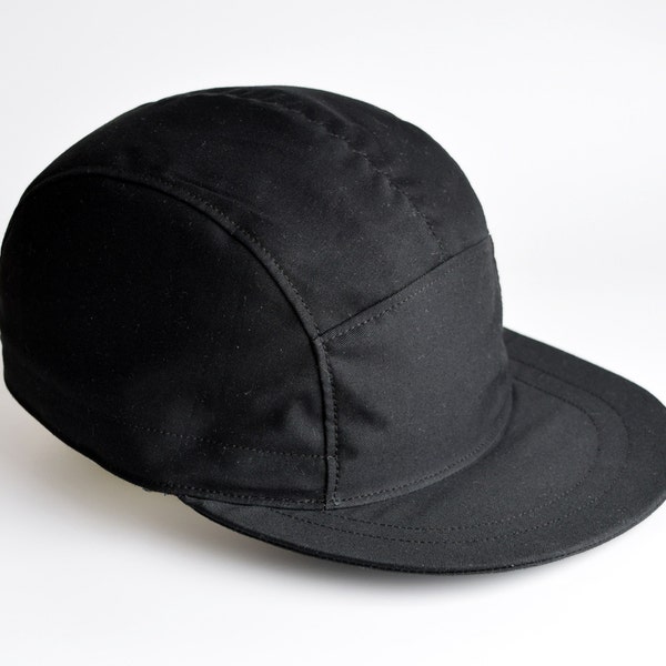 Black snapback hat, 5 Panel Hat, All Black Baseball Cap, Snap back cap, Black 5 panel