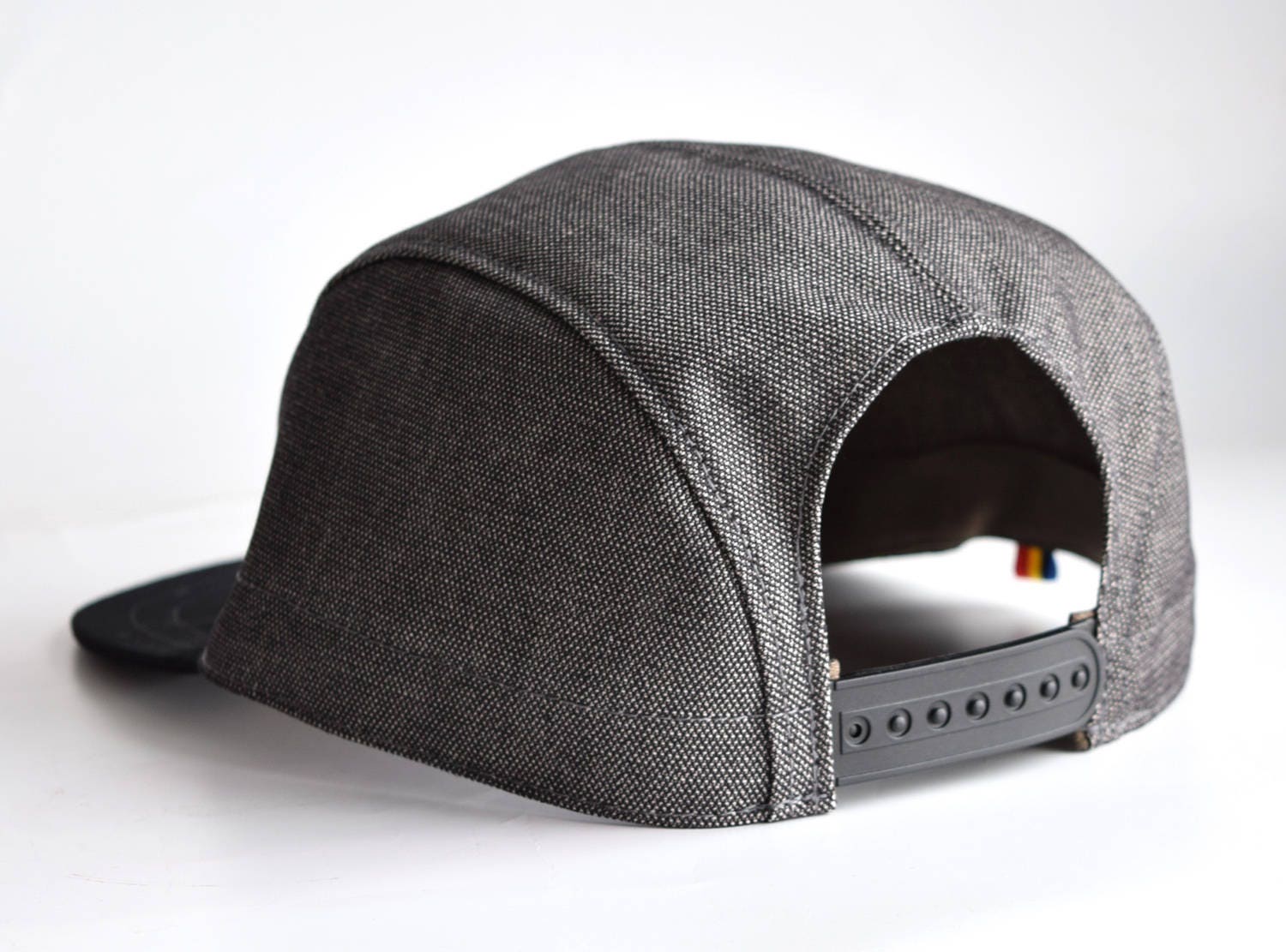 Grey Snapback Hat With Black Brim 