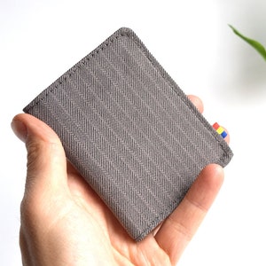 Cards Wallet. Warm gray cotton. Small vegan wallet. Minimalist and slim