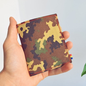 Cartera vegana para hombre, Cartera minimalista, Cartera delgada de camuflaje, Cartera Cordura, Cartera plegable delgada, Cartera vegana delgada