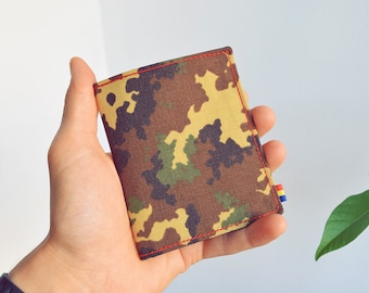 Carteira vegana masculina, Carteira minimalista, Carteira fina camuflada, Carteira Cordura, Carteira bifold fina, Carteira vegana fina