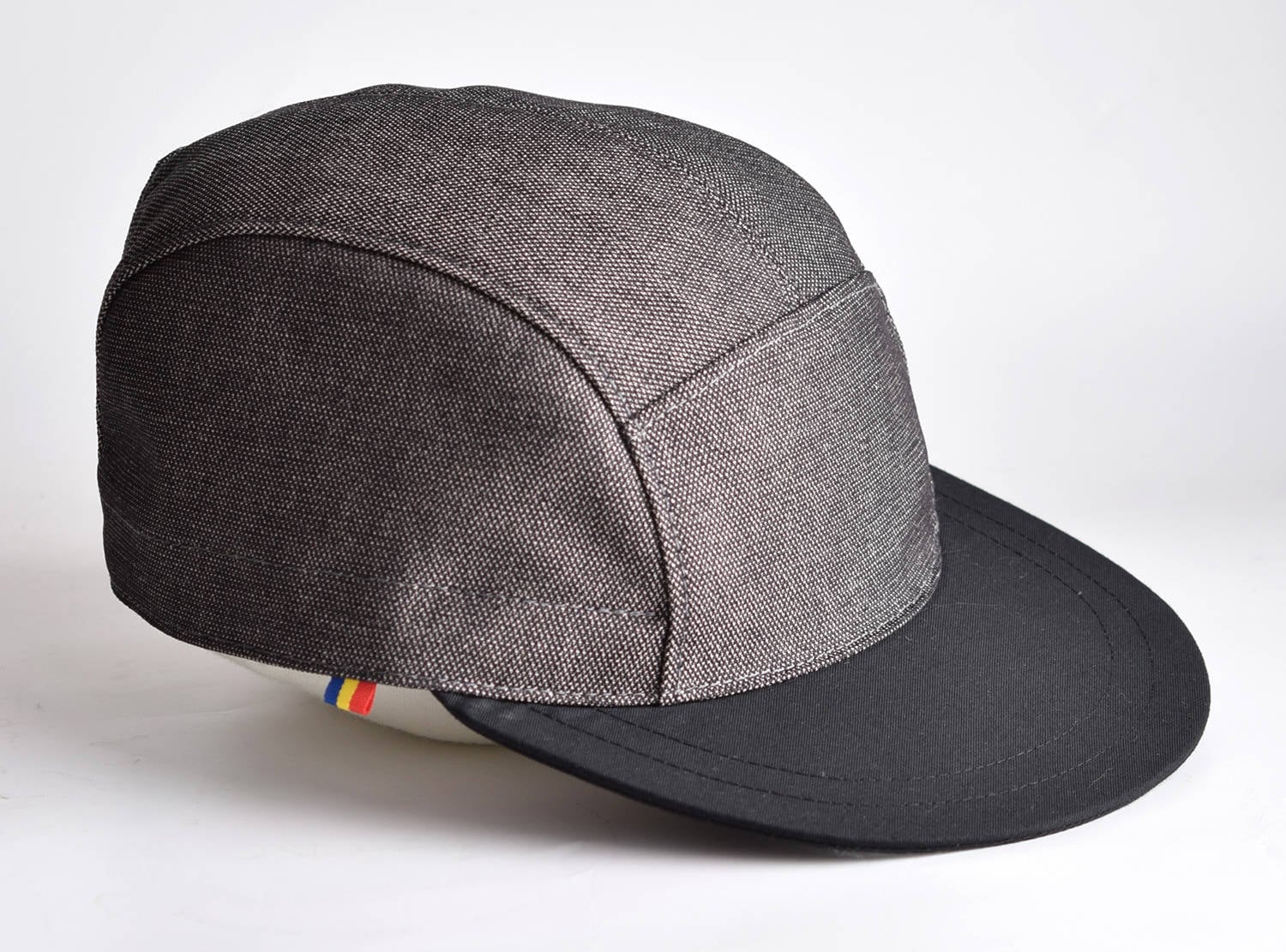 Grey Snapback Hat with Black Brim, Cotton 5 Panel Hat, Black Brim Baseball Cap, Snap Back Cap, Grey 5 Panel