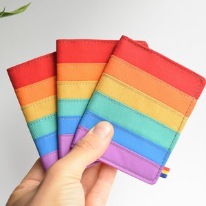 Rainbow vegan wallet for women and men, Minimalist gay pride wallet