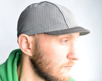 Grey and Havana brown cap, Handmade bicycle hat