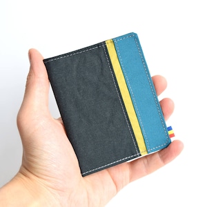 Cartera vegana fina, gris oscuro, oliva y verde azulado