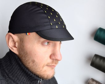 Black cycling cap with discreet pattern, Hardbraker cycling hat, Handmade in Romania