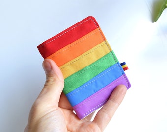 Cartera de tarjetas arcoíris para mujeres y hombres, cartera minimalista con tarjetas del orgullo gay
