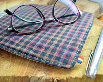 Burgundy Check Cotton EDC Hank – Handmade Plaid Pocket Square for Men