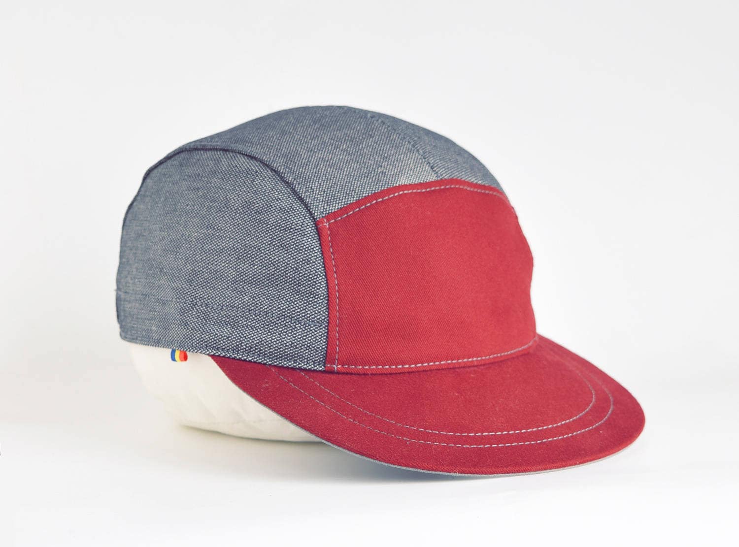 Grey and Burgundy Snapback Hat Cotton 5 