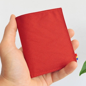 Cartera vegana roja oscura para mujer, Cartera minimalista, Cartera delgada plegable
