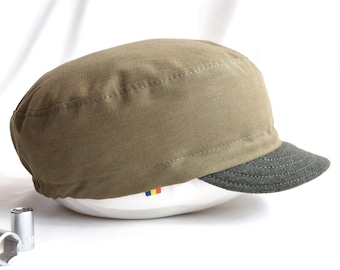 Sombrero militar verde cocodrilo con ala suave, gorra de algodón hecha a mano