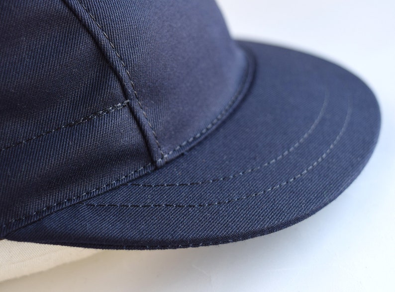 Chapeau bleu marine à lanières, chapeau en coton à 5 panneaux, casquette à bord moyen image 5