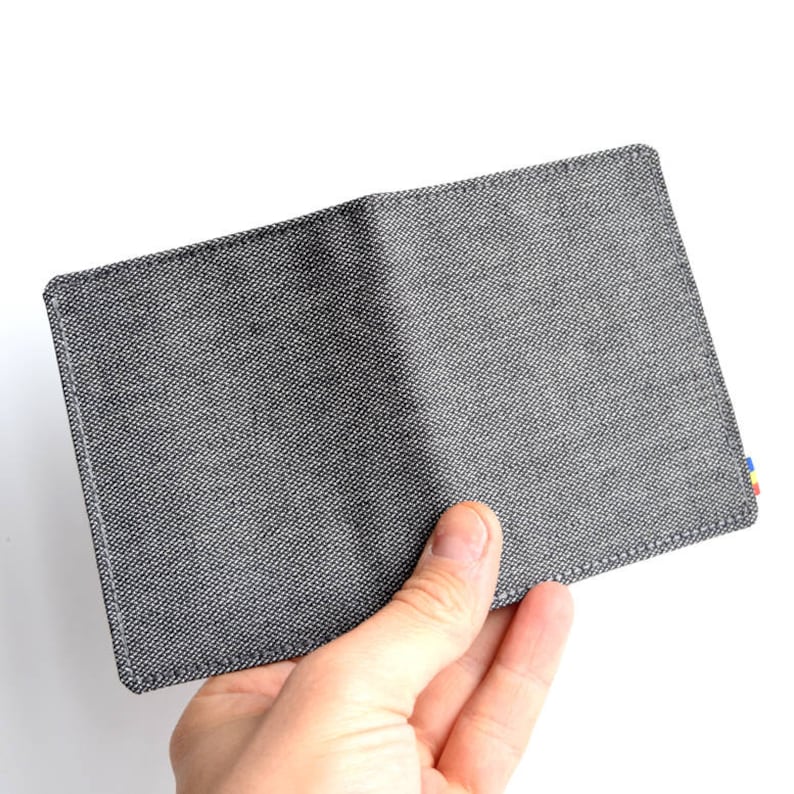 Gray Cotton Wallet. Vegan Wallet. Slim Wallet. Thin Wallet. Etsy