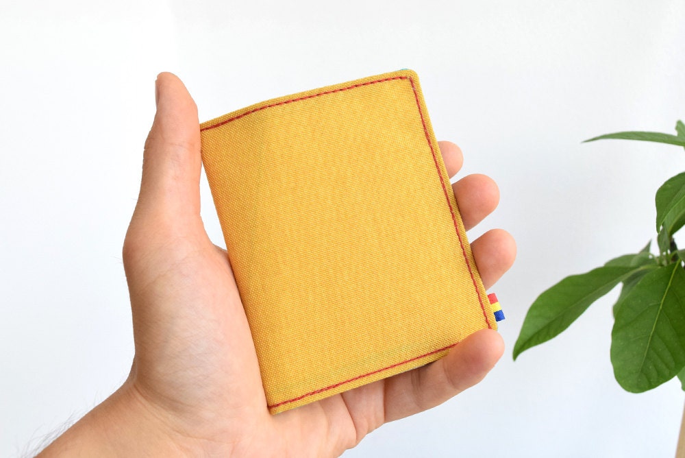 Slim wallet for women Yellow wallet Minimalist wallet for Etsy