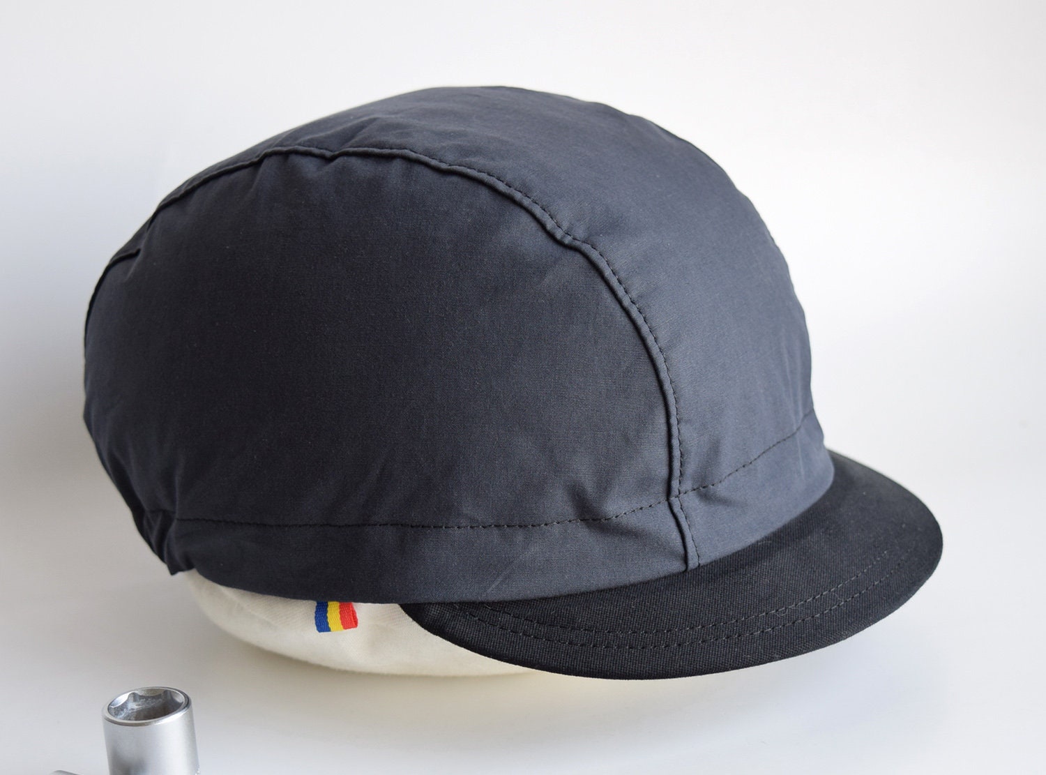Dark Grey Cycling Cap With Short Brim. Handmade Cotton Hat - Etsy