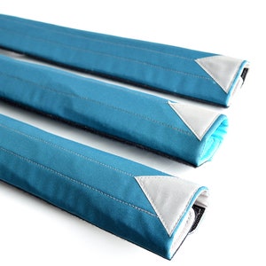 Bike top tube protector. Teal bicycle frame pad. Top tube cover