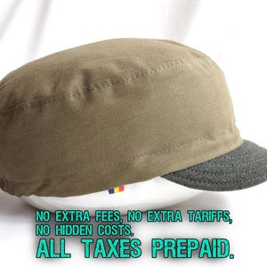 Crocodile green army hat with soft brim, Handmade cotton cap
