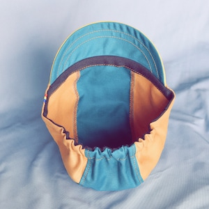 Earthtones cycling cap, Teal, Gold, Ochre cap, Cycle hat, Bicycle cap, Teal cap, Gold cap, Green image 6