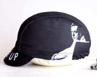 Gorro de ciclismo ateo de spandex con cita de Christopher Hitchens, en tallas S M L, hecho a mano.