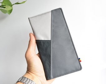 Minimalist wallet for men and women, Vegan wallet, Three shades of gray, Tall wallet
