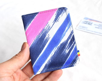 Cards wallet in neon colors. Small bifold vegan wallet