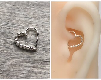 Covet Jewelry Half Braided Heart 16 Gauge Ear Cartilage//Daith Hoop Ring