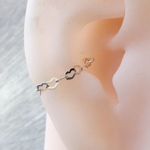 Pendiente de cadena de corazón lleno de oro de 20 calibre/0,8 mm-925 plata de ley-14k - joyería perforadora de hélice de cartílago de caracola