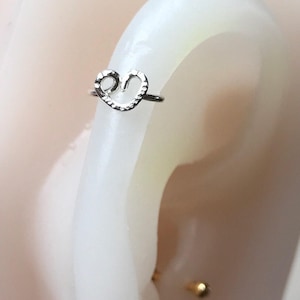 20/22/24 gauge -6/7/8/9/10mm 925 sterling silver cartilage earring hoop-tiny heart helix tragus jewelry