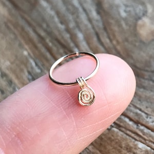 18/20/22/24 gauge 14k gold filled tiny round spiral cartilage earring hoop helix jewelry 6/7/8/9/10mm