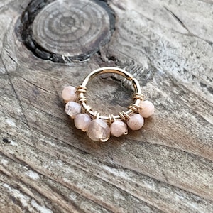 Calibro 18/20/22/24 oro 14k/rosa riempita/argento sterling 925-orecchini per cartilagine/trago/corvo/diaframma/elica/naso/lobo-pietra di luna pesca