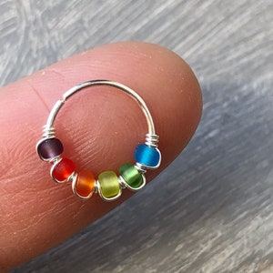 22/24 gauge 14k rose goud/gold filled-925 zilveren kraakbeen oorbel hoepel helix neus toren tragus daith regenboog sieraden