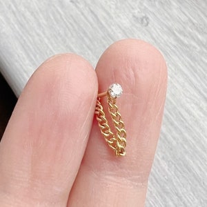 Nasenring mit Kette, goldfarben, Tibetsilber