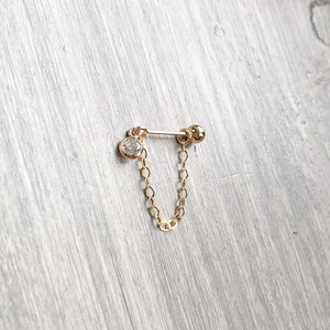 Zierliche 14k gold filled/925 Sterling silber Barbell-sparkle klare 3 mm CZ-Kette