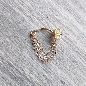 20gauge/0.8mm-925 sterling silver-14k rose/gold filled triple chains earring-conch cartilage helix lobe piercing jewelry