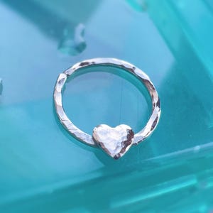 Hammered heart earring solid 925 sterling silver hoop-daith tragus septum cartilage helix dainty lobe piercing Nickel-Free