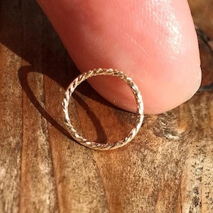 20gauge /0.8mm-14k gold/rose filled-925 sterling shimmering diamond cut ring-cartilage/tragus/rook/daith/helix/snug earring nose ring hoop