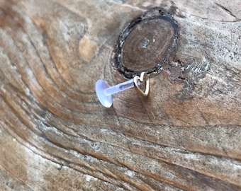 Heart Labret Piercing: Rose Gold Filled, Sterling Silver, Bioflex Monroe Lip Helix Tragus