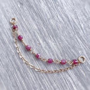 Rubin Doppelketten Verbinder Ohrring - 14K Gold Fills oder 925 Sterling Silber