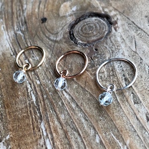 18/20/22/24 gauge Aquamarine 14k gold/rose filled/925 sterling silver-cartilage/tragus/rook/daith/helix/nose/lobe earring-March birthstone