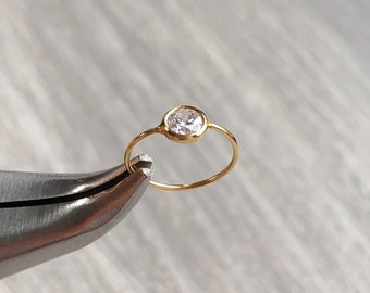 Super thin hoop with CZ helix cartilage tragus daith lobe rook nose ring